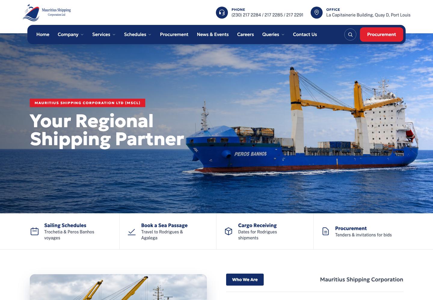 Mauritius Shipping Corporation website