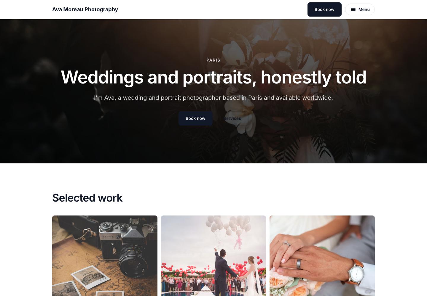Ava Moreau Photography website